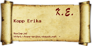 Kopp Erika névjegykártya